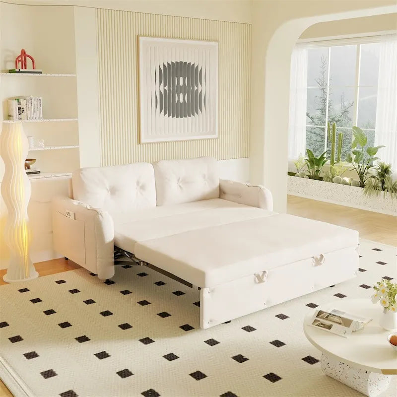 Divano letto queen size da 66" con materasso estraibile e sistema idraulico