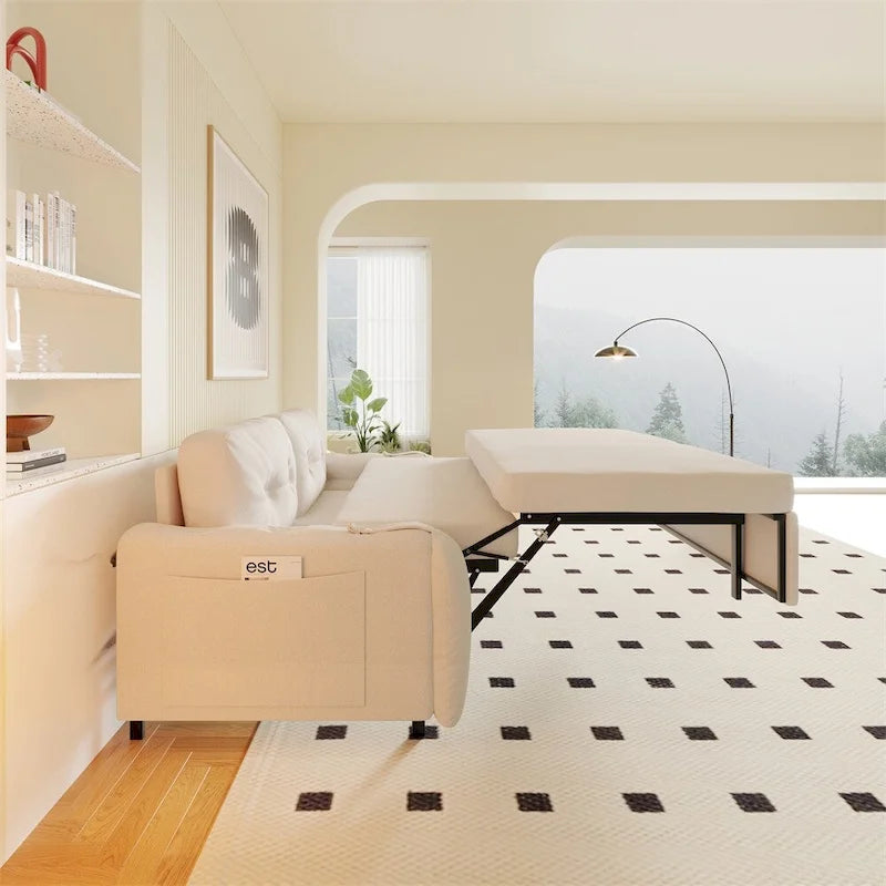 Divano letto queen size da 66" con materasso estraibile e sistema idraulico