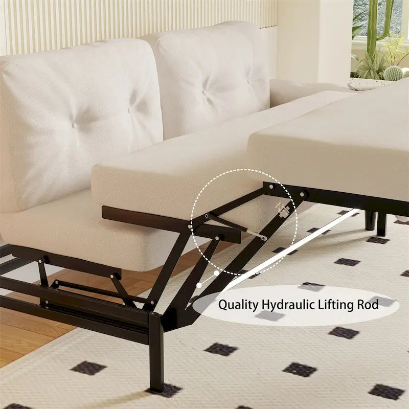 Divano letto queen size da 66" con materasso estraibile e sistema idraulico