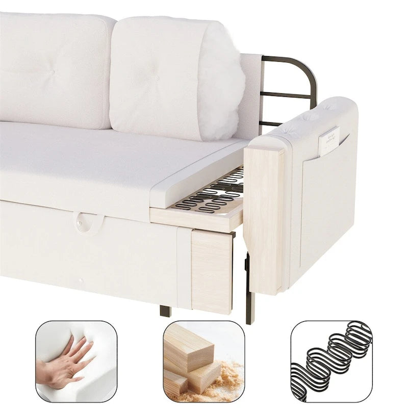 Divano letto queen size da 66" con materasso estraibile e sistema idraulico