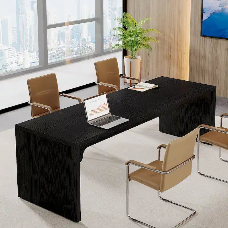 Rechteckiger Konferenztisch aus braunem Holz, 13FT