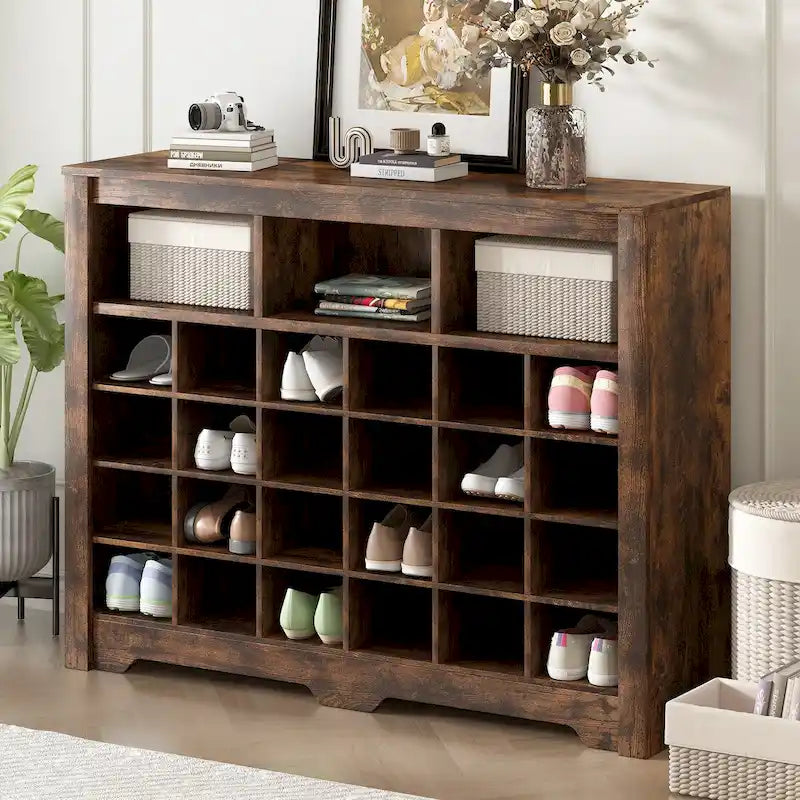 Meuble à chaussures à 24 compartiments avec base incurvée